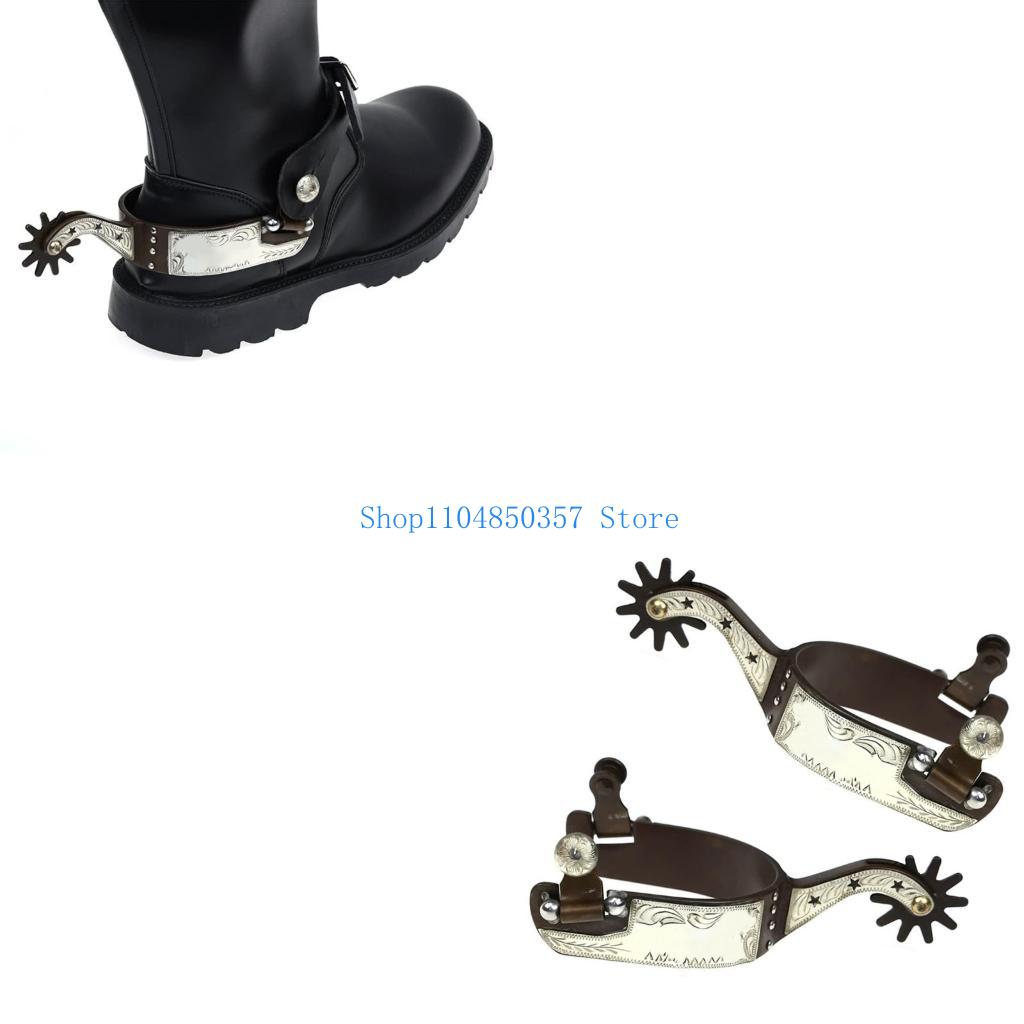 Brushing Boot Horse - 5asd Western Cowboy Spur dengan Rowel