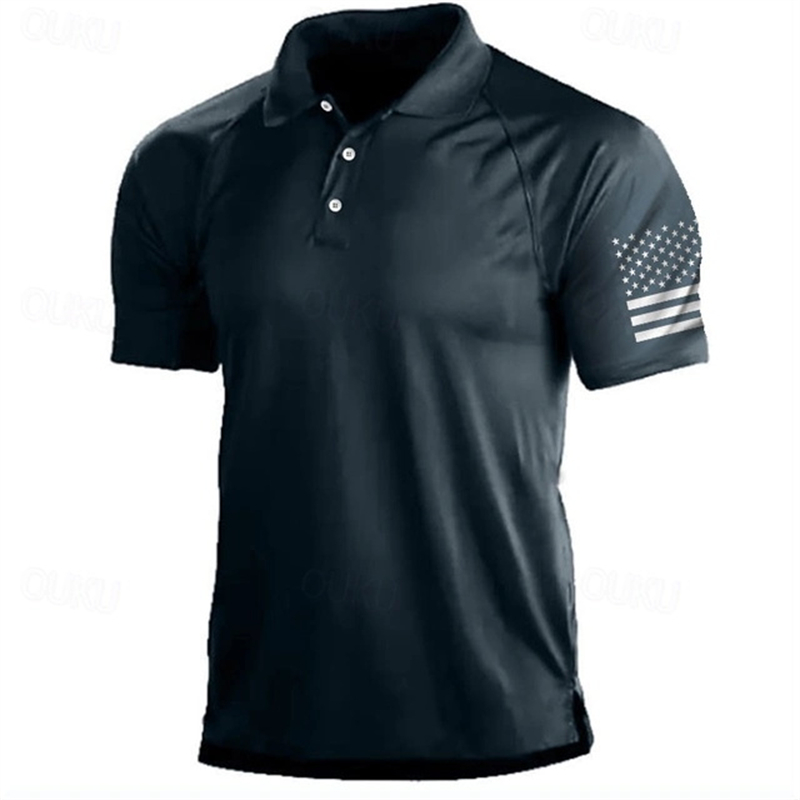 Outdoor Sport Usa - Kaus Polo Pola Bendera AS Gambar
