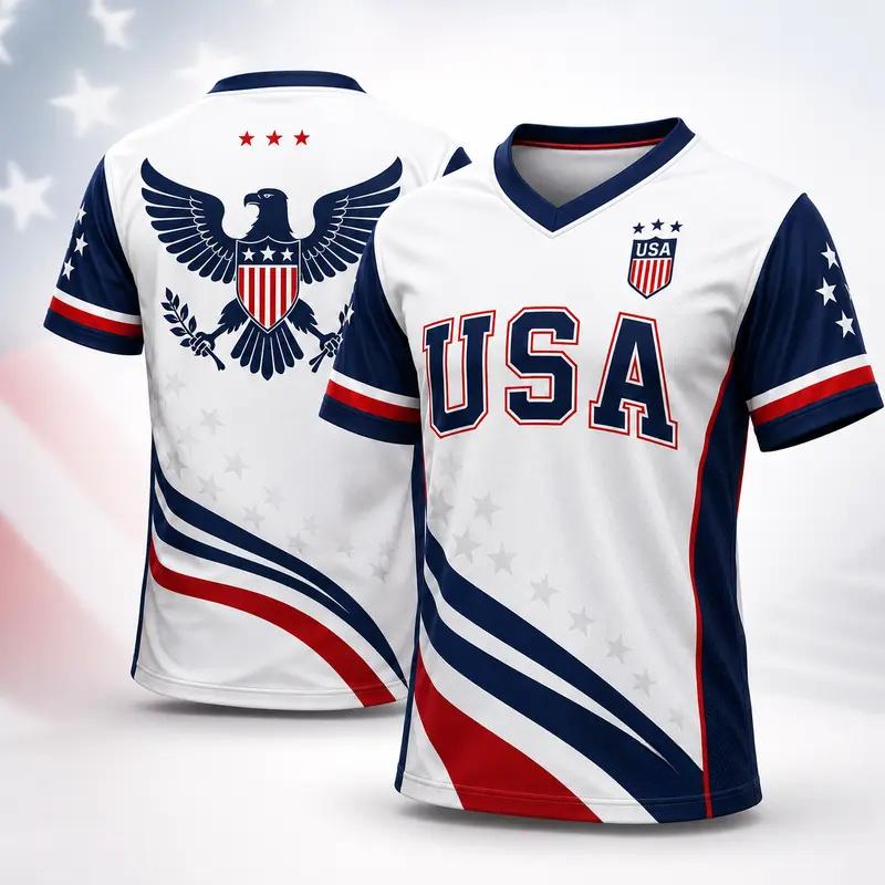 Outdoor Sport Usa - Jersey Latihan Grafis USA Eagle untuk