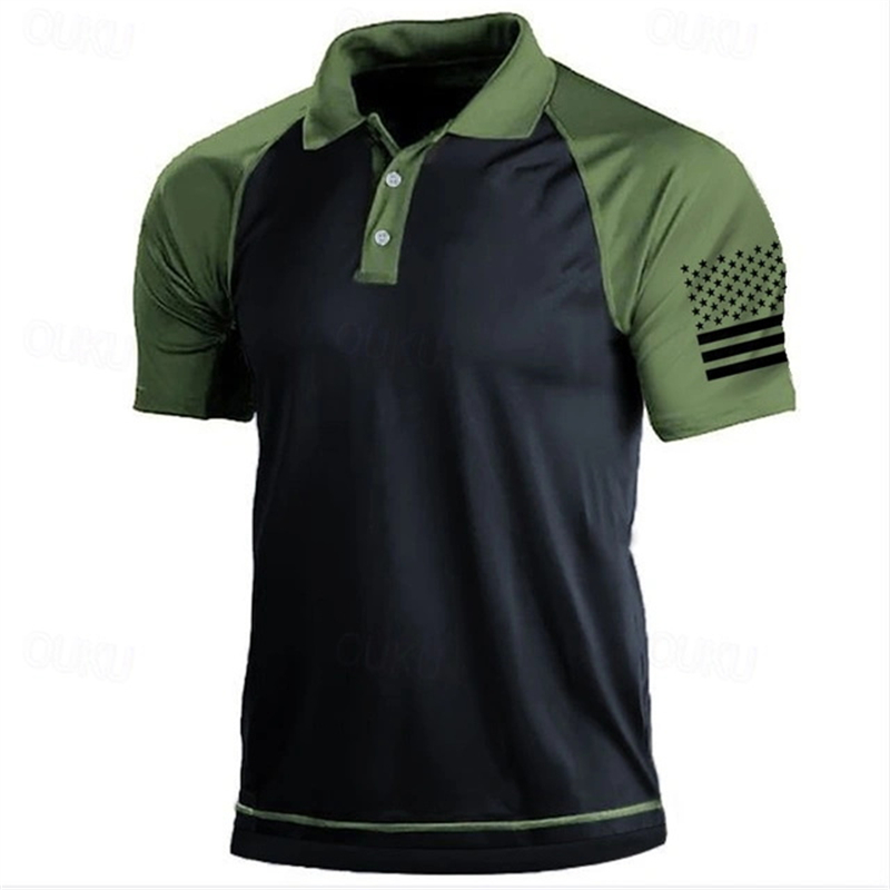 Kaus Polo Pola Bendera AS Gamb - Outdoor Sport Usa ulasan dan harga