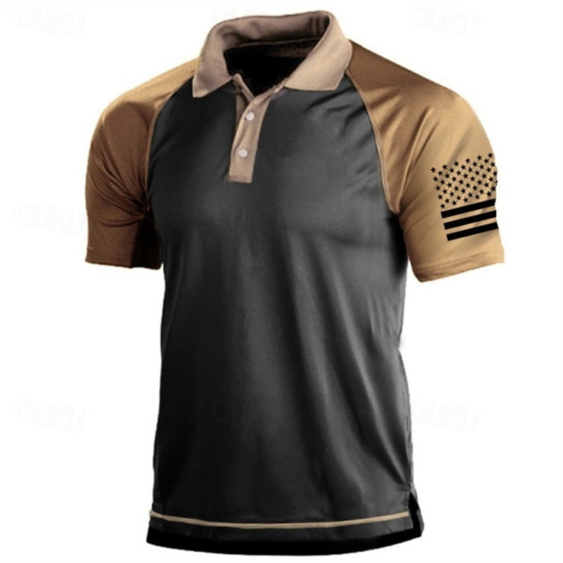Kaus Polo Pola Bendera AS Gamb - Outdoor Sport Usa ulasan dan harga